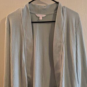 Lauren Conrad Long Sleeve Open Front Ruffle Cardigan Robins Egg Blue Size XL